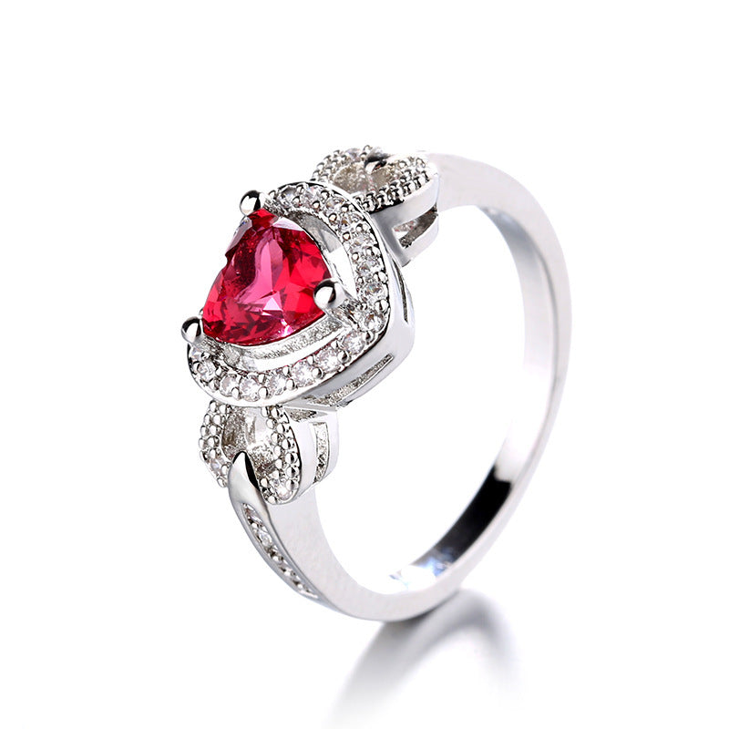Women's Red Heart-shaped Wedding Ring Personalized Bracelet