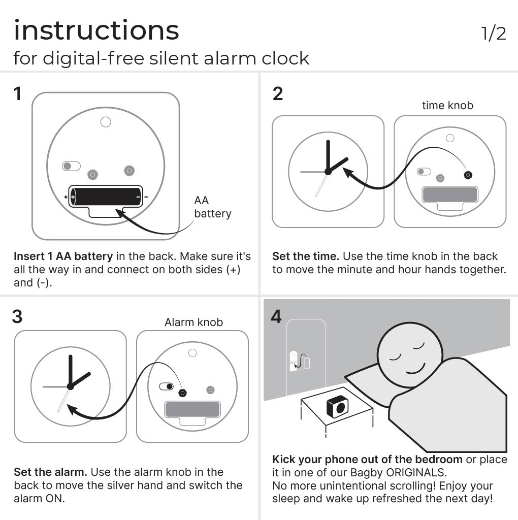 Bagby CLASSIC - Silent Alarm Clock