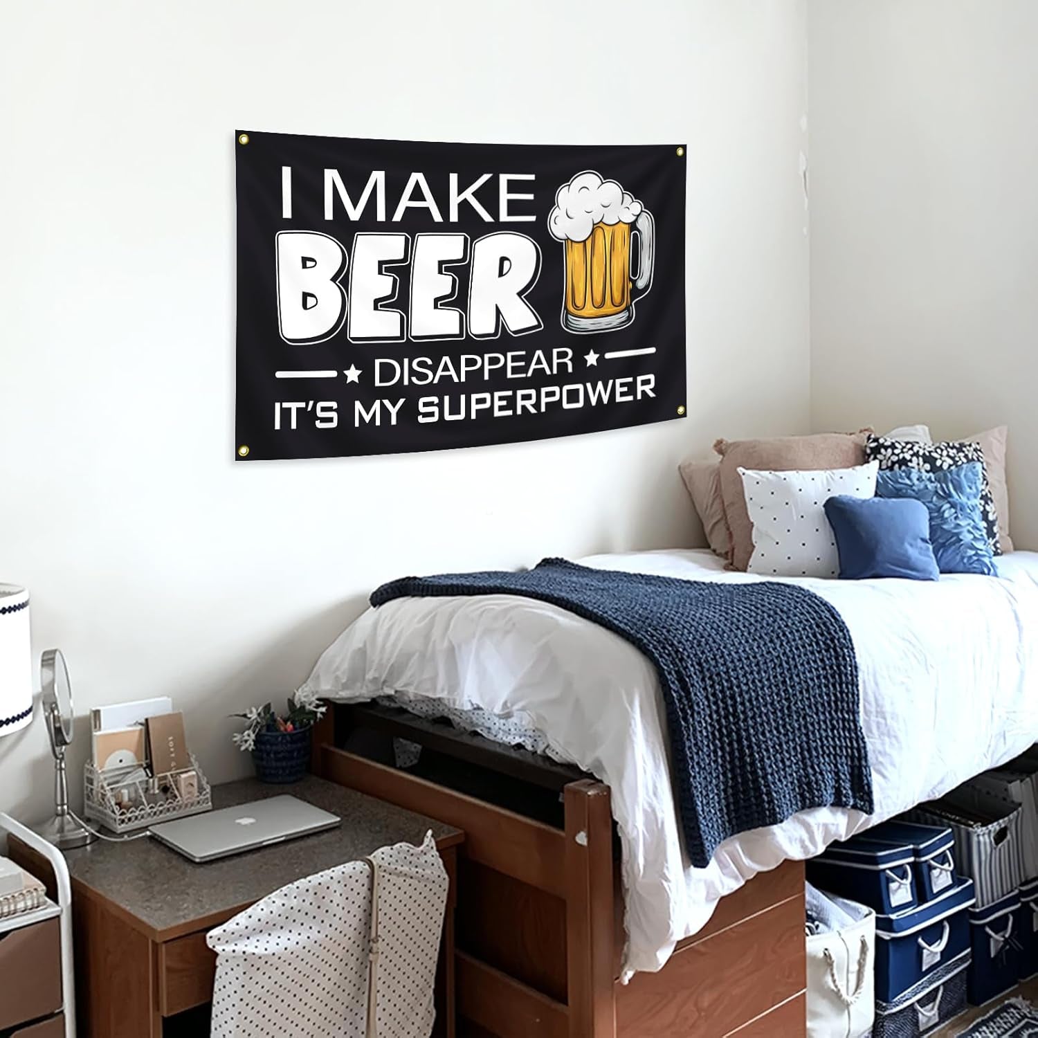 I MAKE BEER Funny Flags for Room 3X5 Feet College Dorm Room Decor Man Cave Frat Wall Indoor Outdoor Flag.