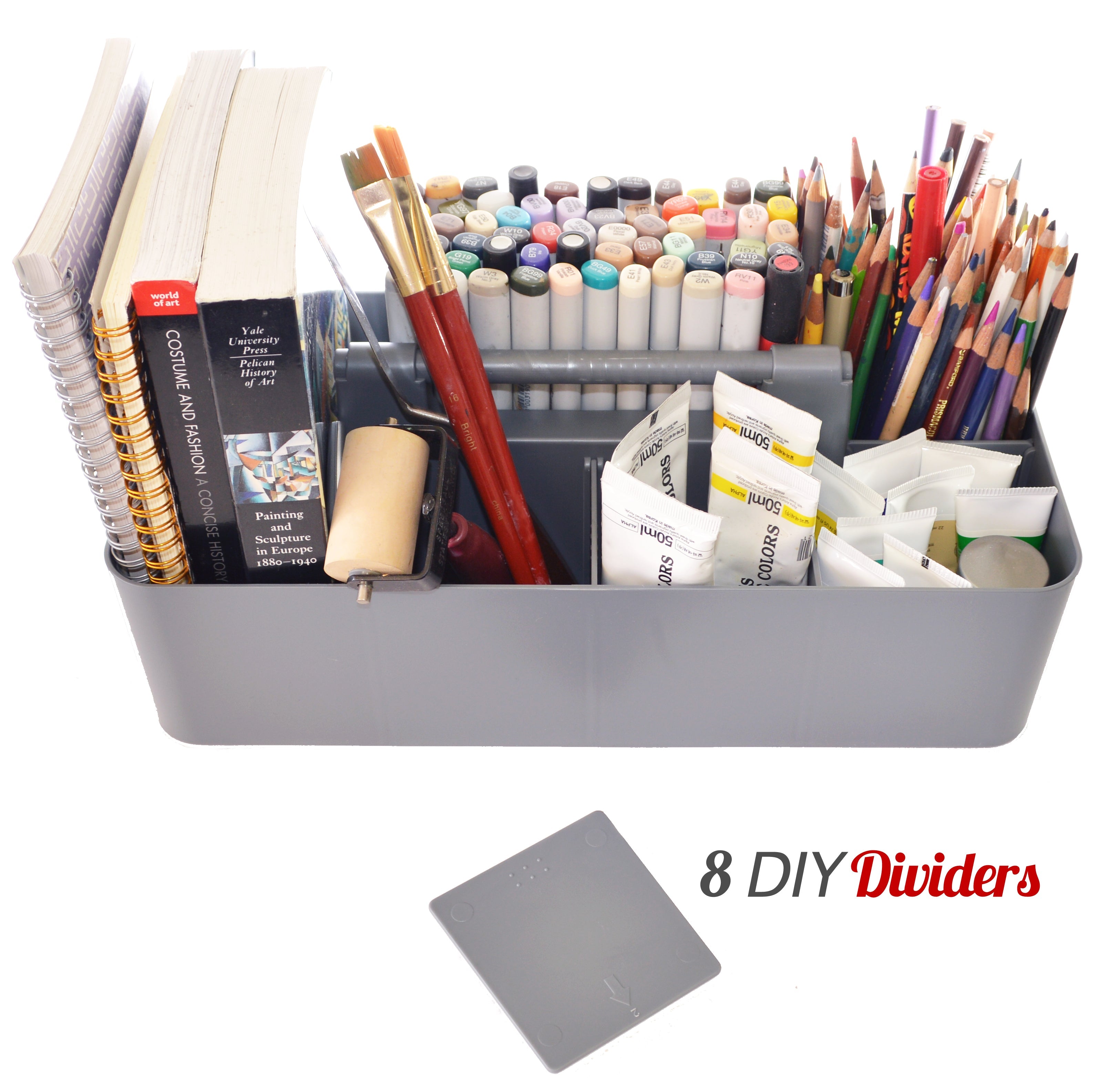 Enjoy Organizer -Portable Caddy Organizer -2 Stackable Plastic Caddy with Handle | Desk, Makeup, Dorm Caddy, Classroom Art Organizers (Made In Usa)